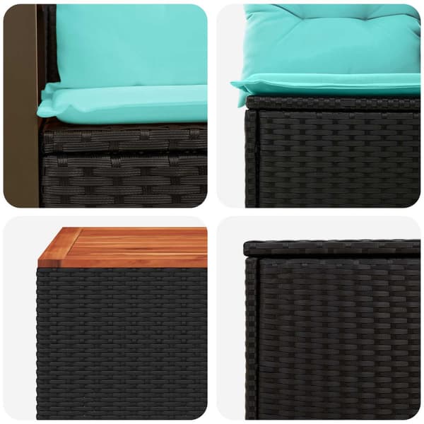 Soffset 6 st Svart och blå 55 x 55 x 37 cm Poly Rattan och stål