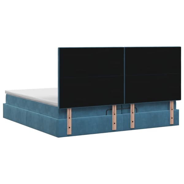 Ottoman säng med madrass Mörkblå 200 x 200 cm Sammet