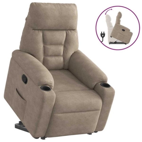 Reclinerfåtölj med uppresningshjälp taupe mikrofibertyg