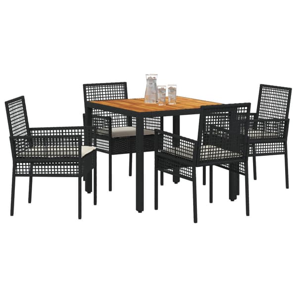 Trädgårdsmöbelset 5 pcs Svart konstrotting
