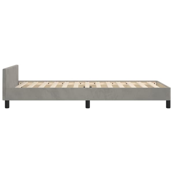Sängram utan madrass ljusgrå 90x200 cm sammet
