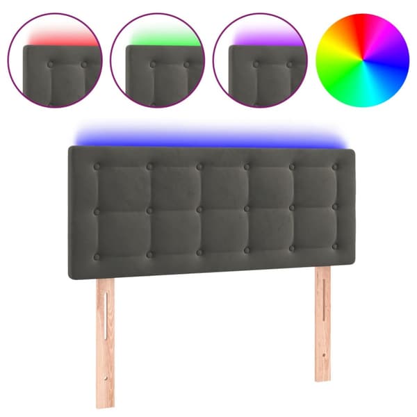 Sänggavel LED mörkgrå 80x5x78/88 cm sammet