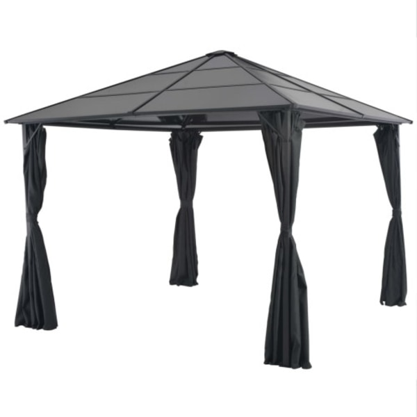 Paviljong med draperi aluminium 3x3 m svart