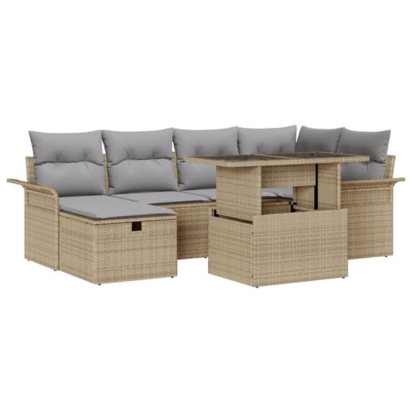 Trädgårdsoffset 7 st Beige konstrotting