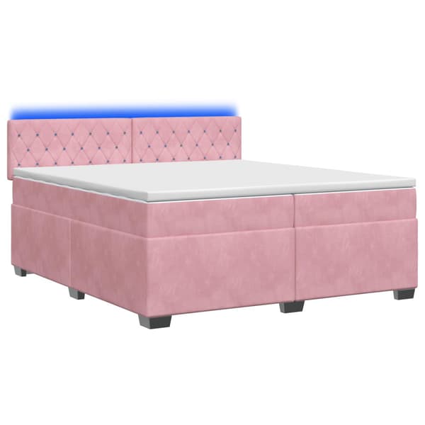 Boxspring säng med madrass och LED Rosa 200 x 200 cm Sammet