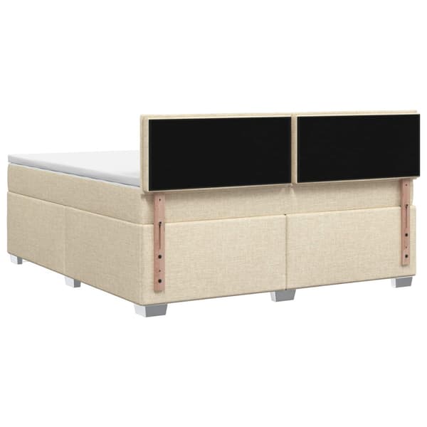 Boxspring säng med madrass och LED Gräddvit 140 x 200 cm Tyg