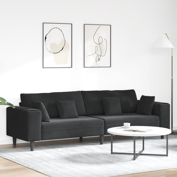 Soffa Svart 250 x 77 x 76 cm Sammet