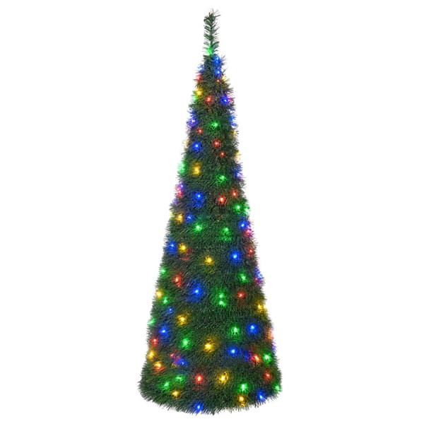 Pop-up-julgran med LED-belysning 180 cm 150 LED-lampor PVC Grön