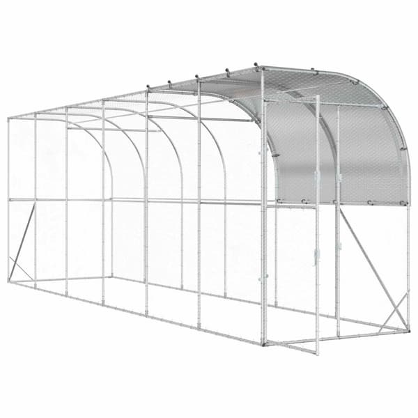 Hönshus mot Vägg Silver 600 x 100 x 215 cm Galvaniserat stål