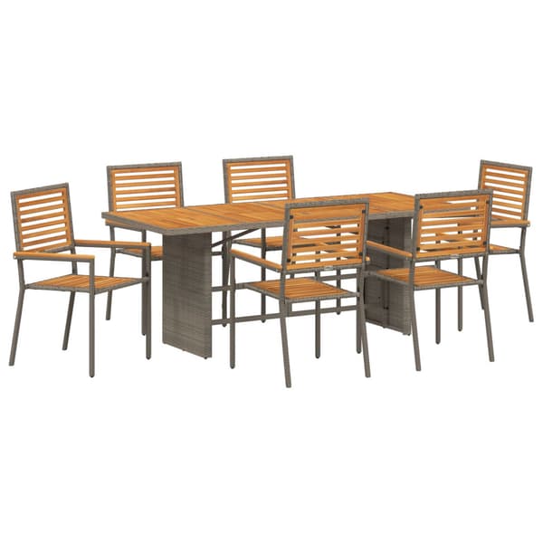Trädgårdsmöbelset 7 pcs Grå och Brun konstrotting