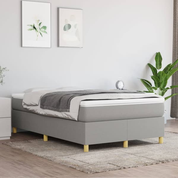Boxspring-sängram ljusgrå 120x200 cm tyg