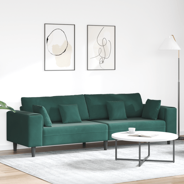 Soffa Mörkgrön 250 x 77 x 76 cm Sammet