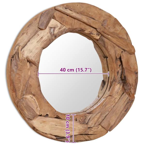 Prydnadsspegel teak 60 cm rund