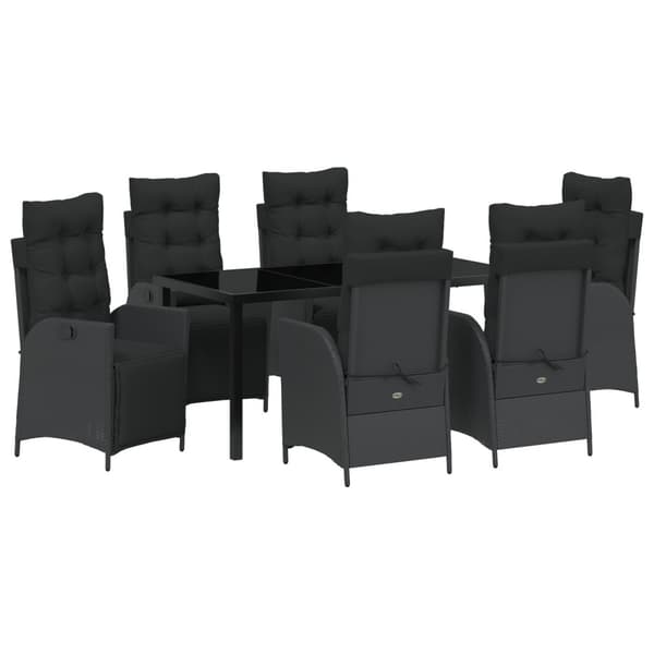 Trädgårdsmöbelset med kudde 7 pcs Svart konstrotting