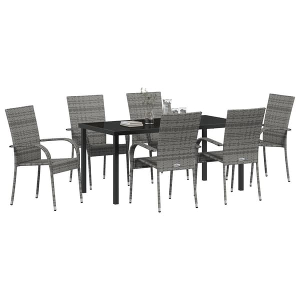 Trädgårdsmöbelset 7 pcs Grå Pulverlackerat stål