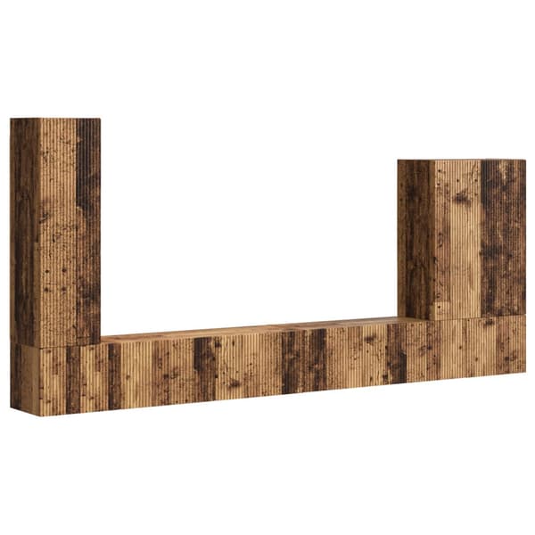 TV väggskåp set Väggmonterad 6 pcs Gammalt trä