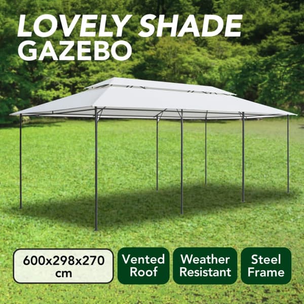 Paviljong 600x298x270 cm vit 180g/m²