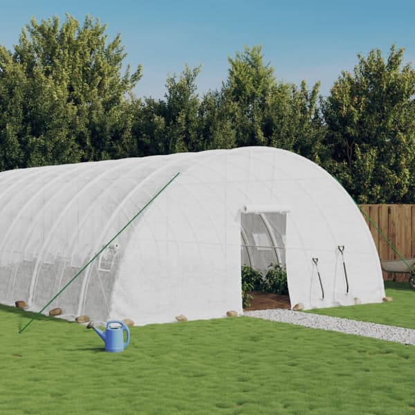 Växthus med stålram vit 120 m² 20x6x2,85 m