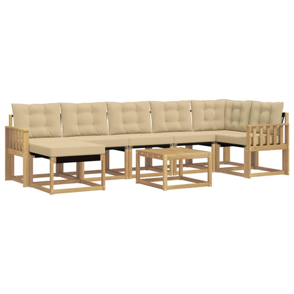 Utomhussoffset med kudde 8 pcs Vit och Beige