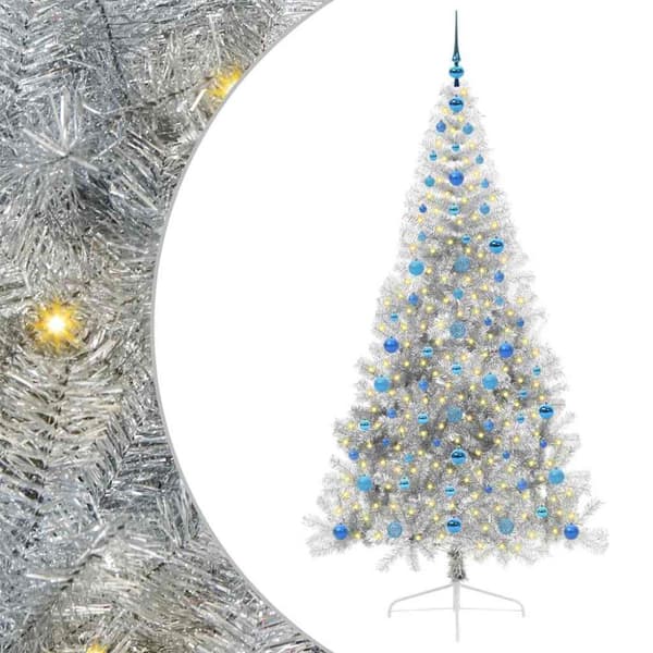 Konstgjord Förbelyst Julgran Silver 210 cm PET