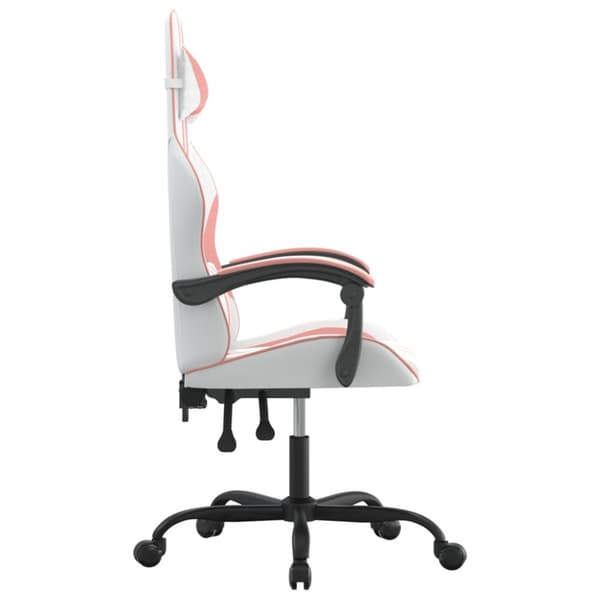 Gamingstol vit och rosa konstläder