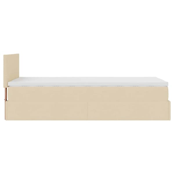 Ottoman sängram med madrass gräddvit 80x200 cm tyg