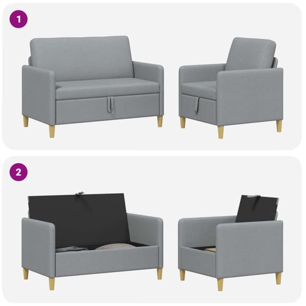Soffgrupp med förvaring 2 pcs Ljusgrå Polyester