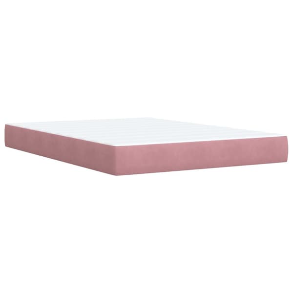 Ramsäng med madrass mörk rosa 140x200 cm sammet