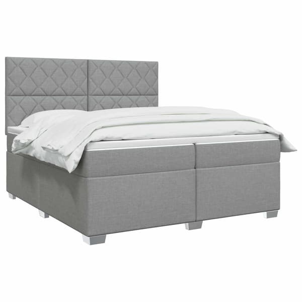 Kontinentalsäng med madrass Ljusgrå 200 x 200 cm Tyg