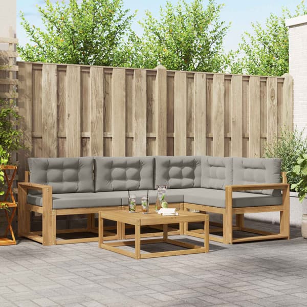 Utomhussoffset 5 pcs Vit och ljusgrå 79 x 79 x 37 cm Polyester