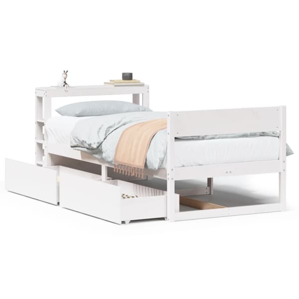 Sängram utan madrass vit 90x200 cm massiv furu