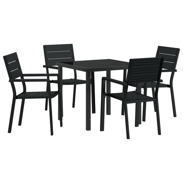 Trädgårdsmöbelset 5 pcs Svart Pulverlackerat stål