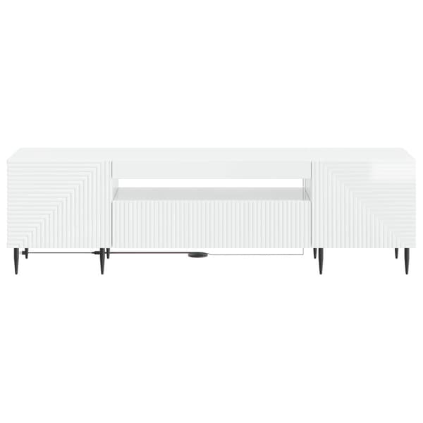 LED TV-skåp Vit högglans Konstruerat trä