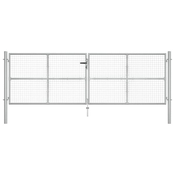 Trädgårdsgrind galvaniserat stål 400x125 cm silver