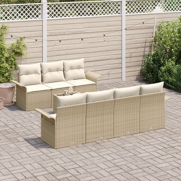 Trädgårdsoffset 8 pcs Beige och gräddfärgad konstrotting