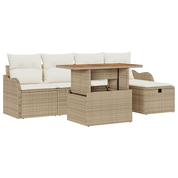 Trädgårdsoffset 6 st Beige konstrotting