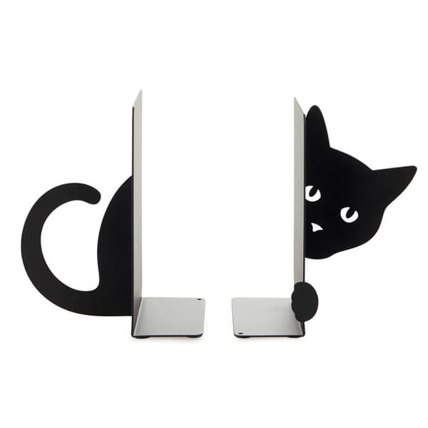 Bokstöd Gömd katt svart metall