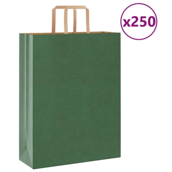 Papperspåsar 250 st med handtag grön 32x12x42 cm