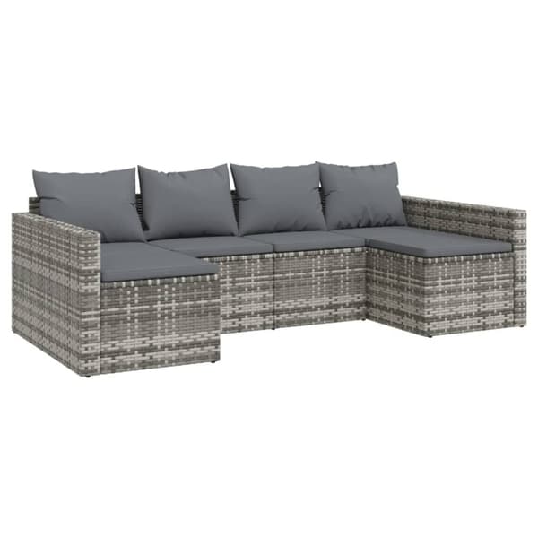 Loungegrupp med dynor 2 delar grå konstrotting