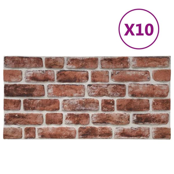 Väggpaneler 10 pcs Mörkbrun och Vit 100 x 50 cm EPS Skum