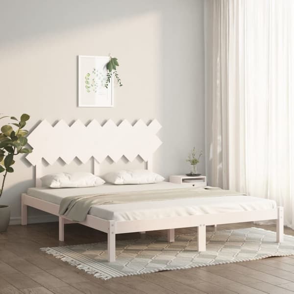 Sängram vit 160x200 cm massivt trä
