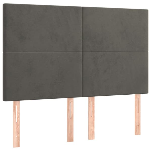 Ramsäng med madrass & LED mörkgrå 140x190 cm sammet