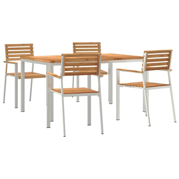 Trädgårdsmöbelset 5 pcs Brun Massivt teakträ