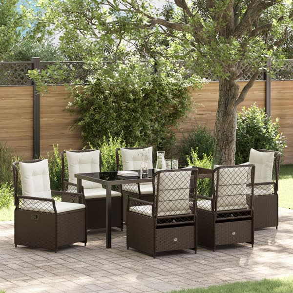 Trädgårdsmöbelset 7 pcs Brun konstrotting