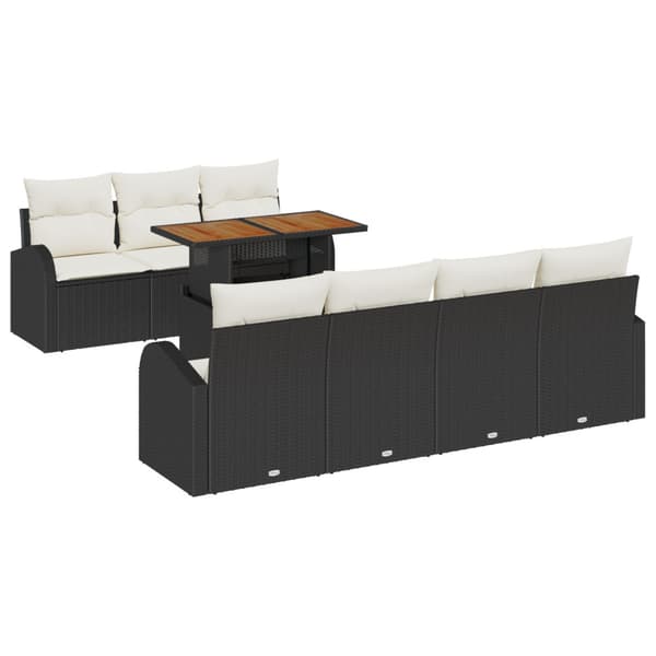 Trädgårdsoffset med lagring 8 pcs Svart Poly rattan