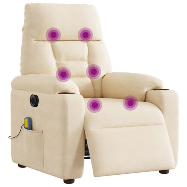 Elektrisk massagefåtölj beige mikrofibertyg