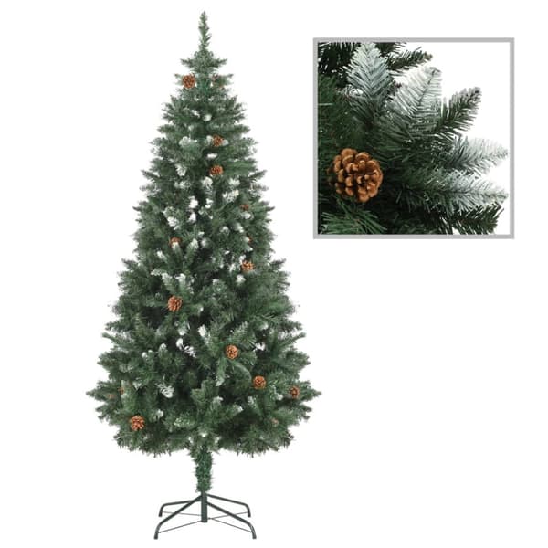 Belyst plastgran med kottar 180 cm