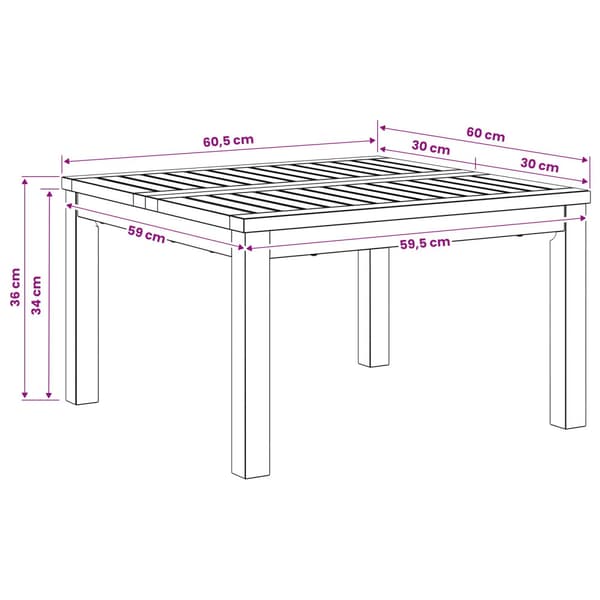 Kaffeebord Vit 60 x 60,5 x 36 cm Massivt Akaciaträ