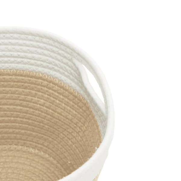 Förvaringskorgar 2 st beige och vit Ø24x18 cm bomull