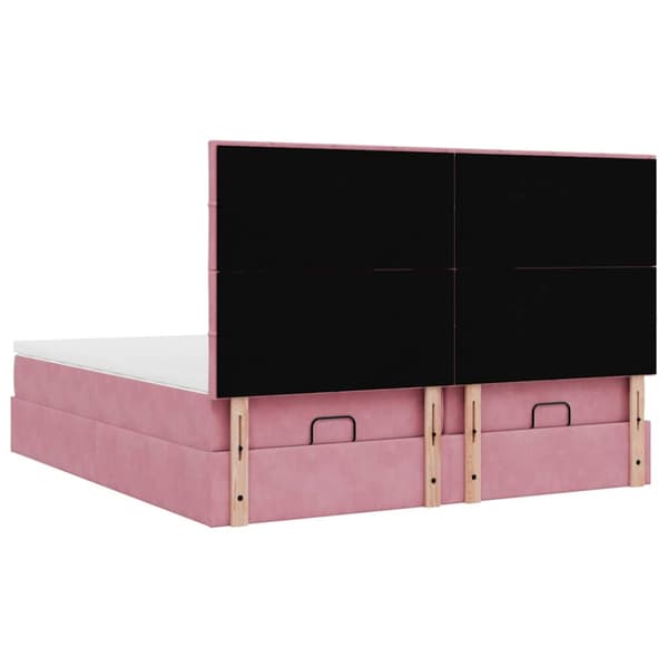 Ottoman sängram med madrasser rosa 180x200 cm sammet